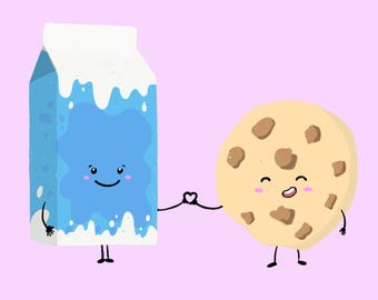 Milk and Cookies | Best Friends | Digital Download | PDF File | Valentines Card | Kitchen Decor