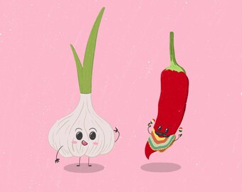 Garlic and Chili | Best Friends | Digital Download | PDF File | Valentines Card | Kitchen Decor