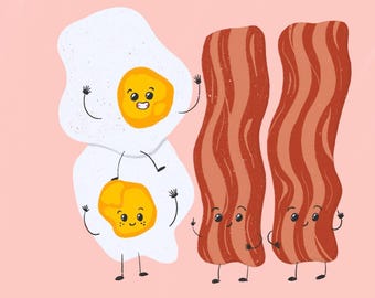Bacon and Eggs | Best Friends | Digital Download | PDF File | Valentines Card | Kitchen Decor