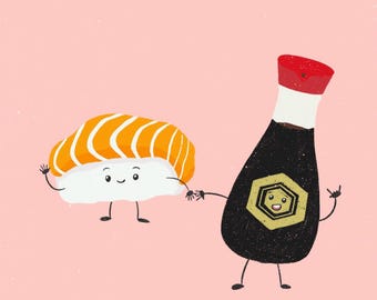 Sashimi and Soy Sauce | Best Friends | Digital Download | PDF File | Valentines Card | Kitchen Decor