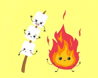 Marshmallows and Campfire | Best Friends | Digital Download | PDF File | Valentines Card | Kitchen Decor