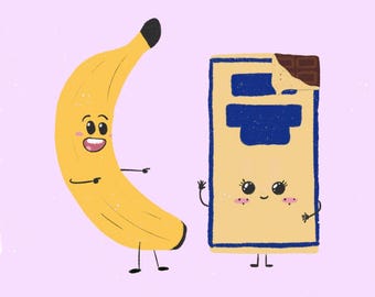 Chocolate and Banana | Best Friends | Digital Download | PDF File | Valentines Card | Kitchen Decor