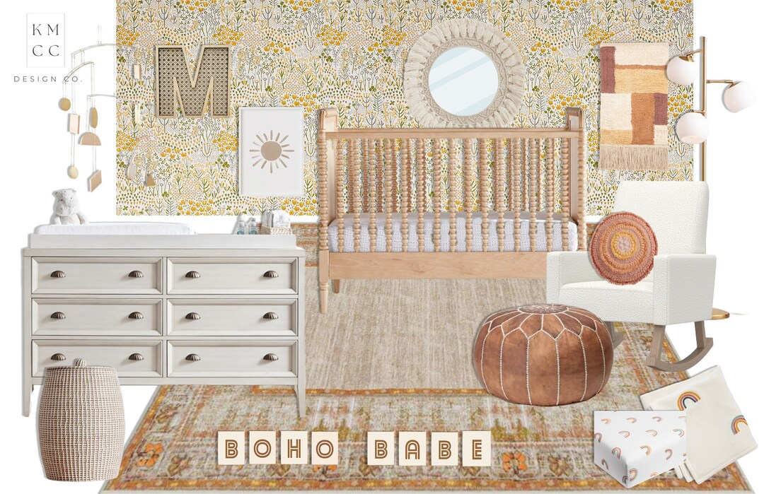Boho Nursery Edesign Board Girl | Nursery Mood Board | Nursery Interior ...