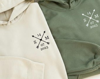 Relationship Date Sweatshirts Matching Couples Unique Gifts Idea, Personalized Initials With Dates Gift For Her for Valentine's Day