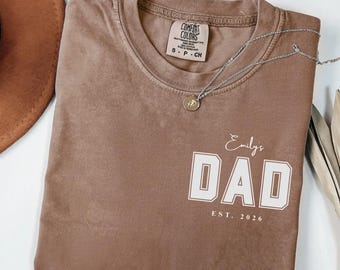 Personalized Dad Shirt With Kid Name, Dad T Shirt, Custom Daddy Shirt Gift for Him, Father's Day Gift, New Dad Shirt, Comfort Colors Dad Tee
