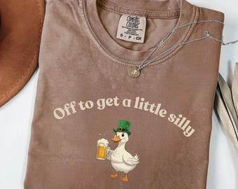 St Patricks Day Shirt, Funny Irish Beer Goose T Shirt, St Paddys Day Hoodie, Off to Get a Little Silly Tee, Cozy Shamrock Drinking Shirt