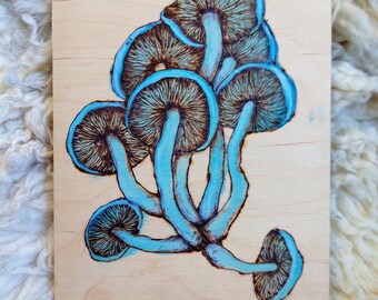 Mushroom pyrography decoration