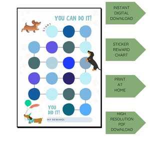 Sausage Dog Reward Chart Printable | Dachshund Behaviour & Sticker Chart for Kids | Toddler PDF Download