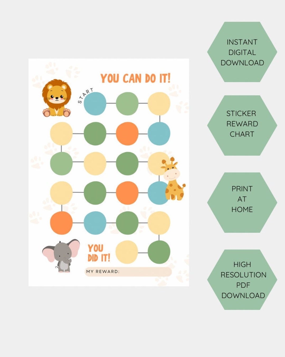 Jungle Reward Chart for Kids | Safari Animal Behaviour Chart Printable ...