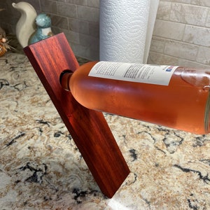 Hand crafted, wood wine bottle holder