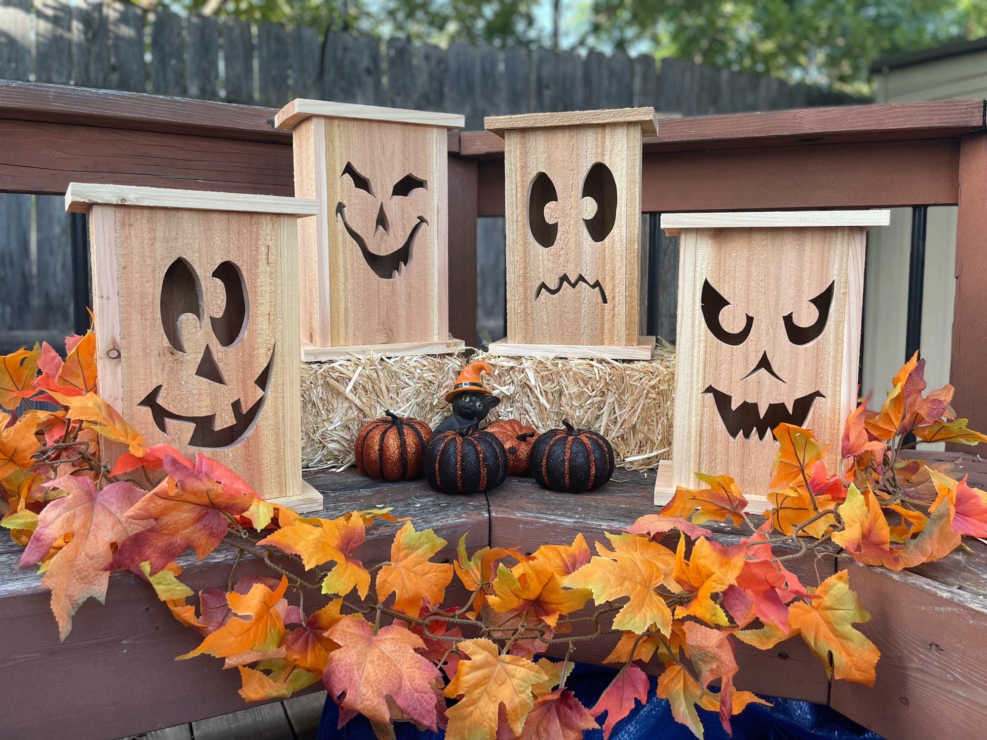 Decorazioni Halloween Per Esterno, 2 Pali Da Giardino Con Zucca In Metallo 91 Cm, Jack O' Lantern Per Cortile E Aiuole, Artigianale 3D