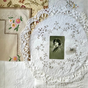 Slow Stitch Kit, packed full of  Vintage Fabrics in Floral Designs , Textile bundle,Trims and Special for Junk Journaling