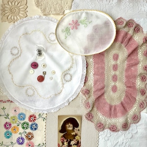 Slow Stitch Kit, packed full of  Vintage Fabrics in Floral Designs , Textile bundle,Trims and Special for Junk Journaling