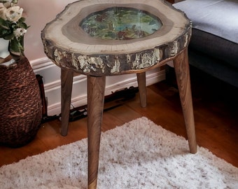 Diorama walnut tree log coffee table 3D