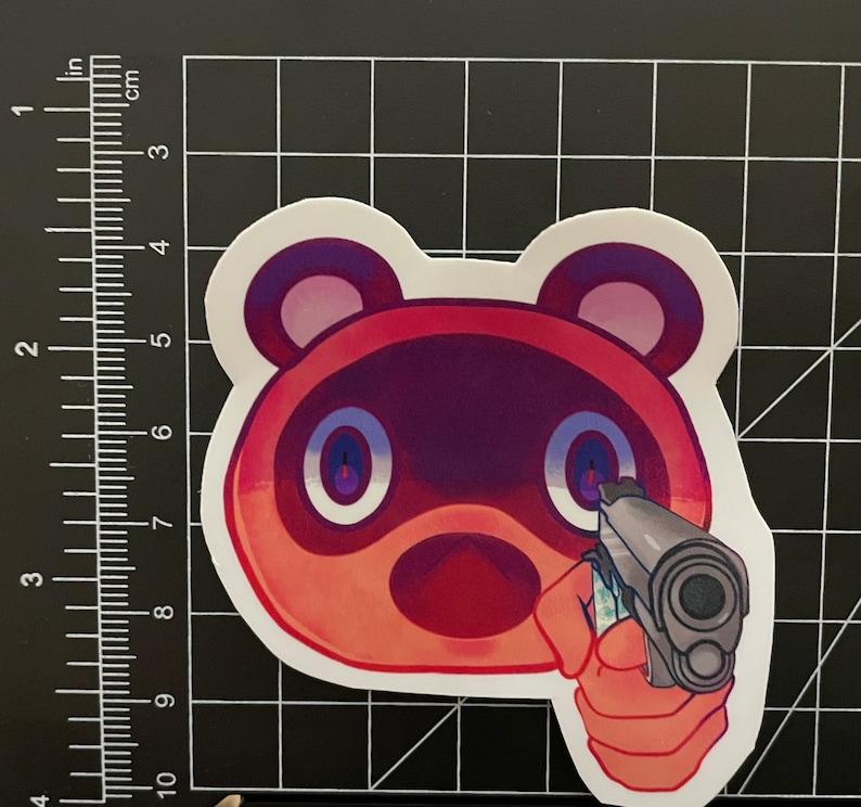 Tom Nook Gun Vinyl Sticker // Animal Crossing Stickers Meme - Etsy