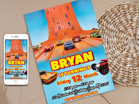 Hot Wheels Birthday Invitation Printable Birthday Invitation - Etsy