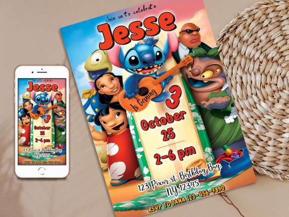 Editable Lilo Stitch Birthday Invitation Template Printable - Etsy Hong ...