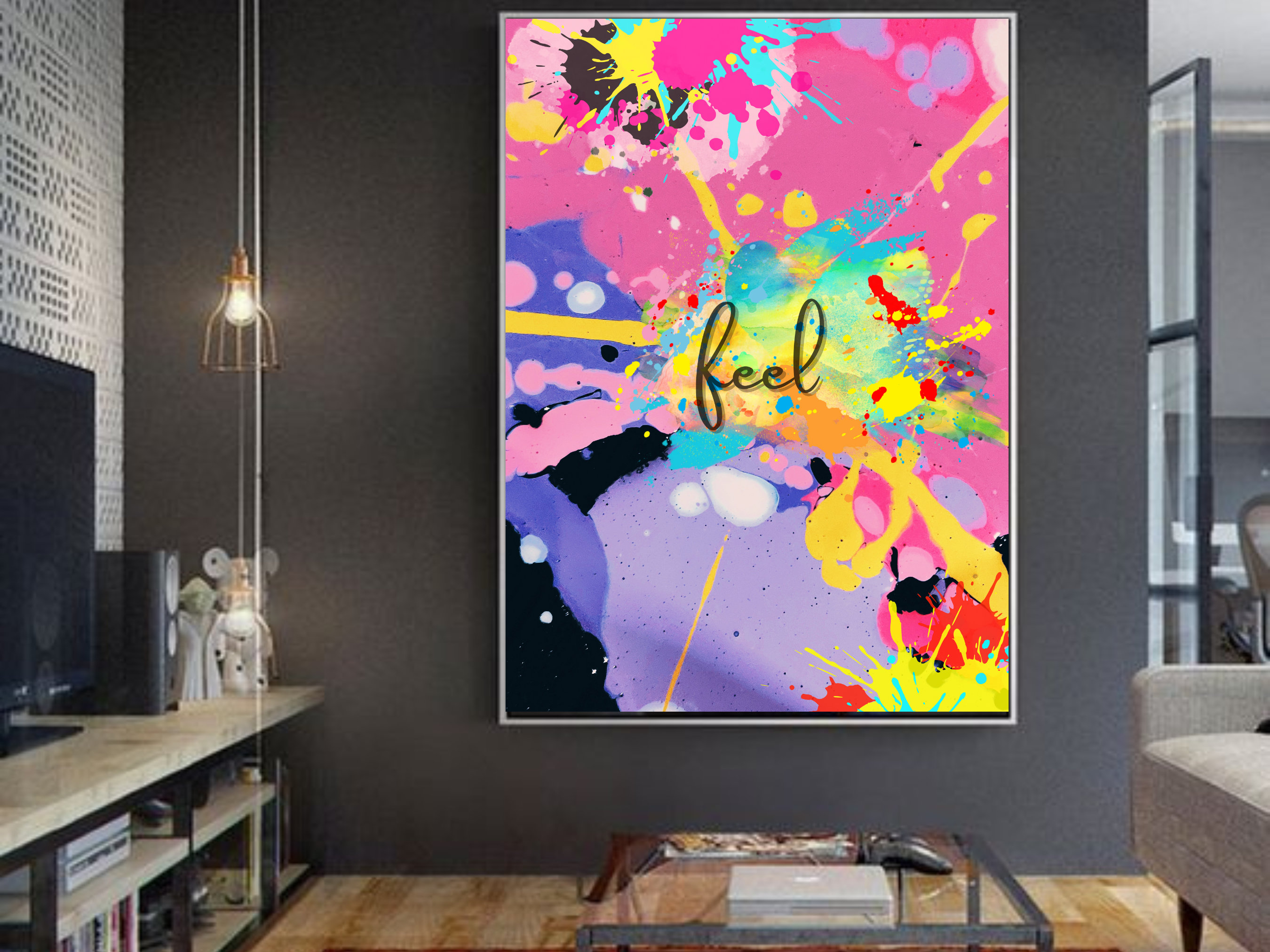 Feminine Wall Art. Abstract Art. Digital Download. Neon Etsy