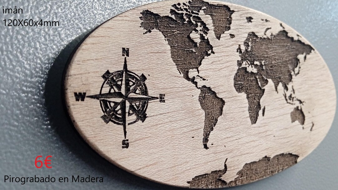 Magnet 6e World Map Pyrography, Wood, 12x6cm - Etsy