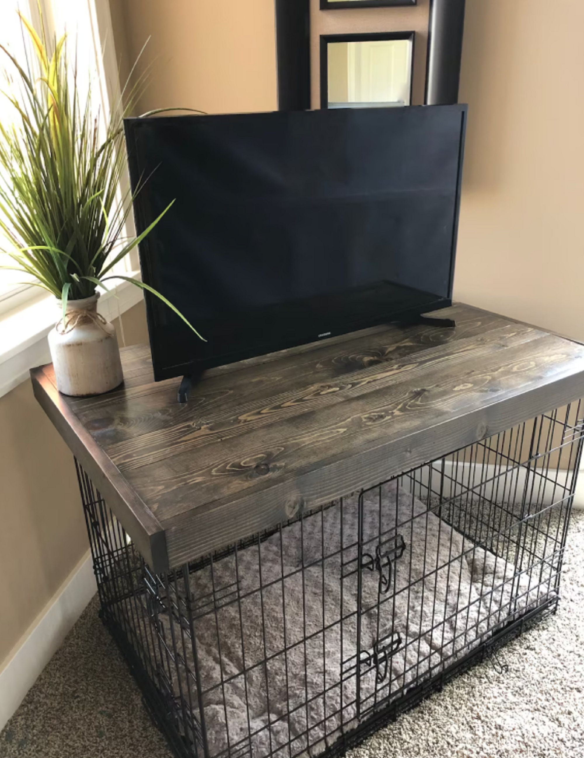 Dog Crate Topper, Dog Crate Cover, Crate Topper, Dog Crate Table Top ... - Crate Toppers For Backyard Decor Ideas