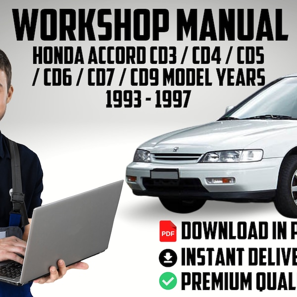 Official factory workshop service repair car fix manual Honda Accord  Model Years 1993 to 1997repair guide download