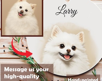 Adorno de retrato de mascota en acrílico / Adorno de acuarela para mascota personalizado con foto de mascota / Regalo de perro personalizado pintado a mano