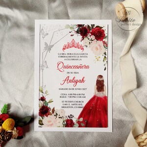 Invitación acrílica para quinceañera, invitación acrílica para quinceañera, tarjeta Mis XV años {Vista previa gratuita disponible}
