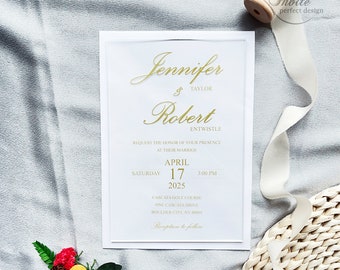 Gorgeous Gold Simple Wedding Acrylic Invitations, Customize Gold Acrylic Wedding Invites, Special Wedding Invite {Free Preview Available}
