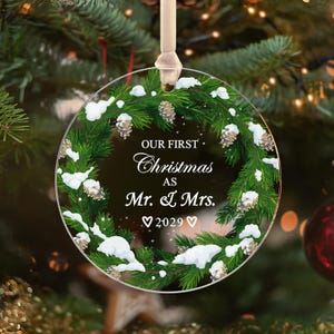 First Christmas Married Ornament | Ornament for Mr & Mrs | Personalized Wedding Ornament | Wedding Gift Keepsake {Free Preview Available}