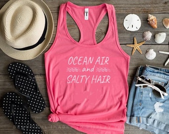 Ocean Air and Salty Hair Tank Top -  Beach Lover Gift - Salty Hair Tank  - Cruise Summer Shirt - Family Vacation Shirt