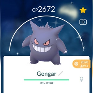 Gengar Shiny Kanto Pokemon for Pokemon Go. Registered Trade or 