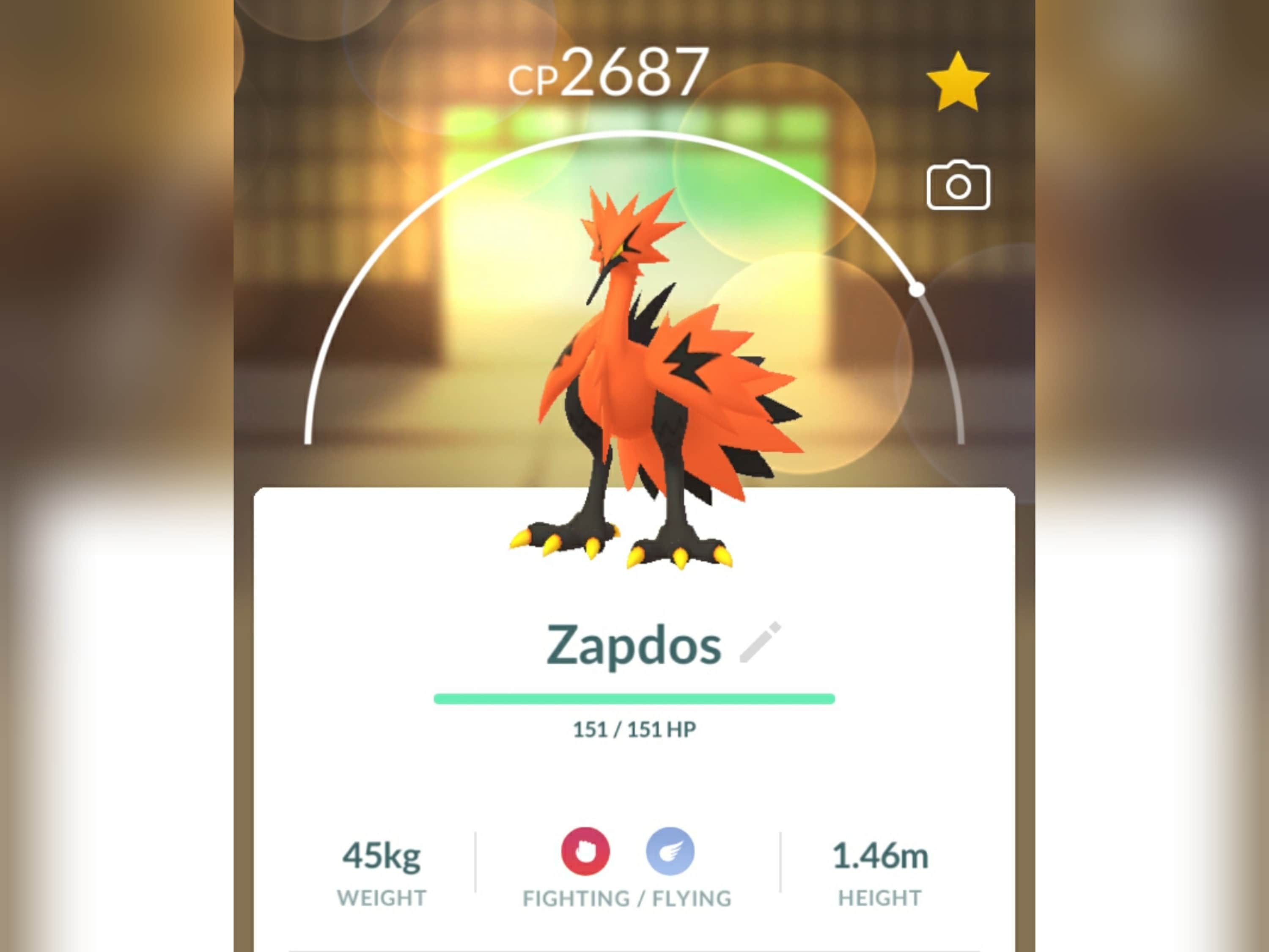 Pokémon Go Legendary Zapdos Galarian (Random CP)-1mil or 20K Stardust T r a  d e