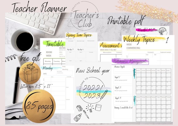 Teacher Planner Printable Calendar Academic Planner School - Etsy