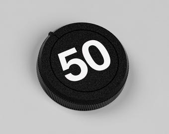 Canon-lensdop achter met brandpuntsafstandmarkering: identificeer direct je lens (RF-vatting)