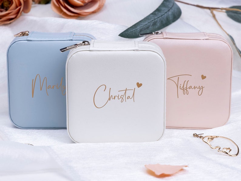 Personalized Travel Leather Jewelry Box With Namebirth Flower Etsy