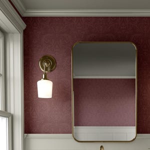Dark Burgundy Red Damask Wallpaper, Peel and Stick or Pre-pasted Wallpaper for Renter Friendly Bold Victorian Home Decor