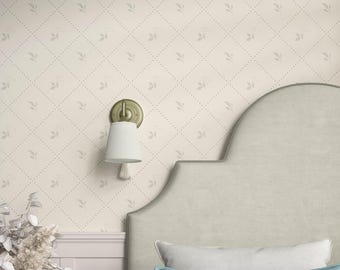 Warm Neutral Beige Floral Wallpaper: Simple French Country Cottage Peel and Stick, Pre-pasted