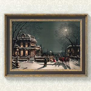 Vintage Victorian Christmas Digital Download Art Print, Instant Moody, Cozy Holiday Wall Art for your Dark Academia Room Decor this Winter
