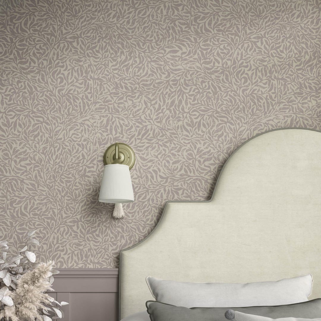 Warm Neutral Botanical Wallpaper: Greige Organic Cottagecore Peel and