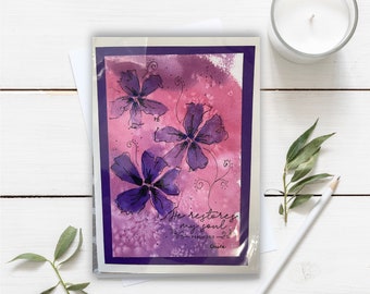 Handmade Watercolor Bible Verse Floral Greeting Card