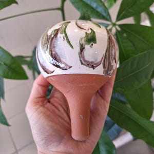 Olla piantabile 20cl decorativa marrone e verde effetto onda realizzata a mano