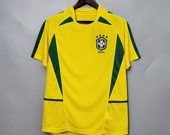Brazil Retro 2002 Jersey, World Cup Soccer Jersey, Brazil Football Vintage Jersey, Ronaldo,R.Carlos, Ronaldinho Jersey Brazil World Cup
