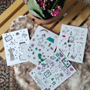 Set de cartes doodles / La Vie, Décoration, Cartes, Illustrations originales / Petits formats