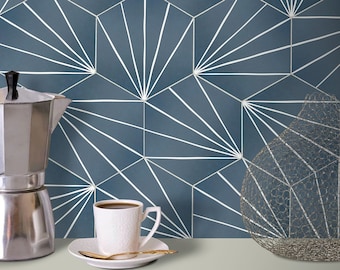 45-Sheet Art Deco Peel and Stick Backsplash Tile, Flower Vintage Stone Composite Wall Tiles