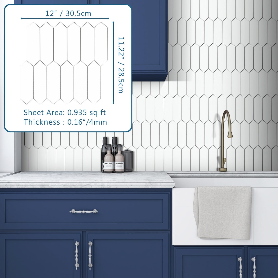 Long Hexagon Peel and Stick Backsplash for Kitchen Bathroom Etsy