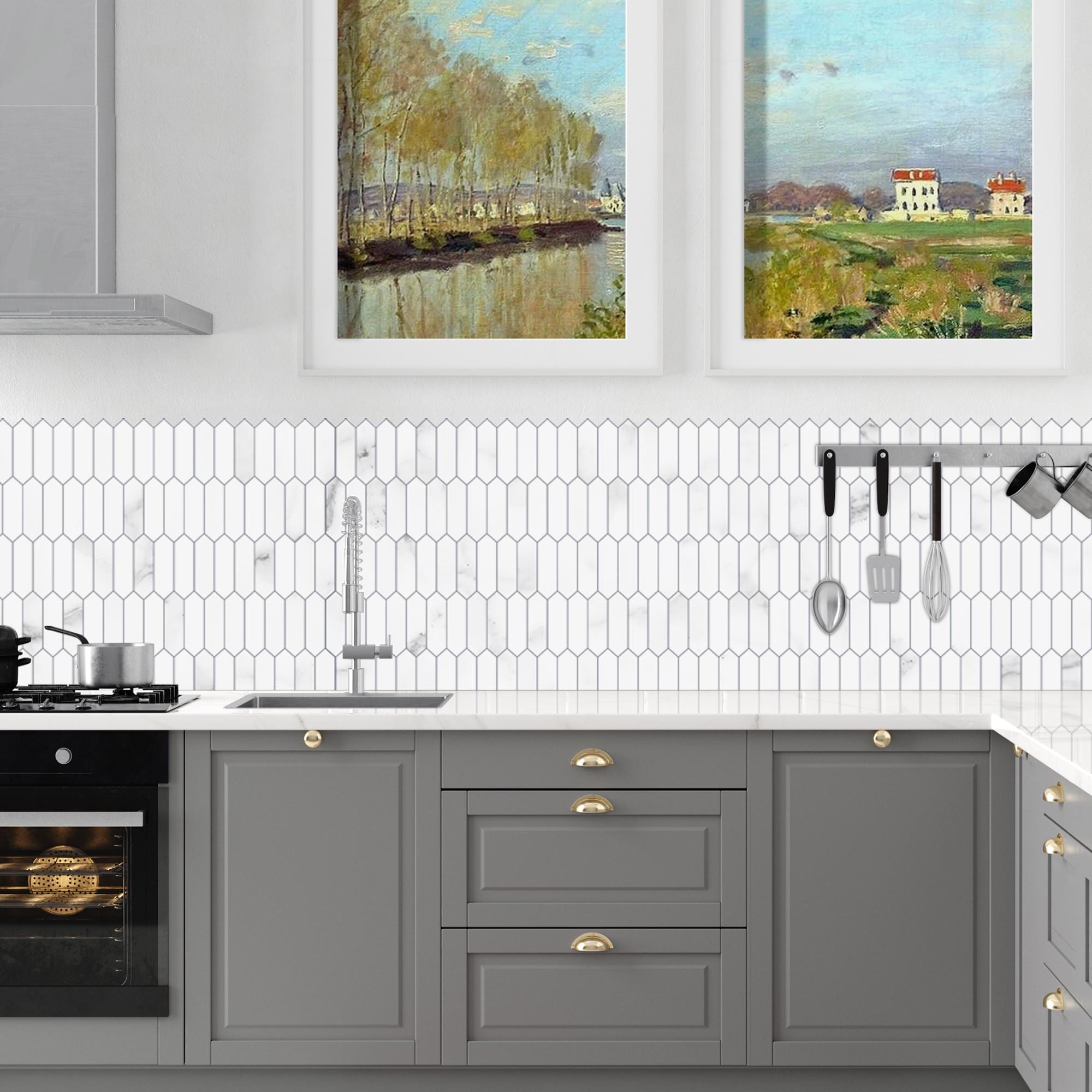 Curated visual reference: Back Splash Tiles For Kitchens Colamo Peel Stick Hexagon Backsplash Photo Inspiration