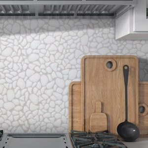 10-Sheet Pebble Recycled Glass Floor and Wall Tile , 10.6&quot; x 10.6&quot; Matte Marble Looks Mosaic Tile for Kitchen Bathroom Shower Indoor Outdoor