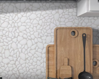 Pebble Recycled Glass Mosaic Tile, Matte Marble Look, 10.6" x 10.6" Sheet