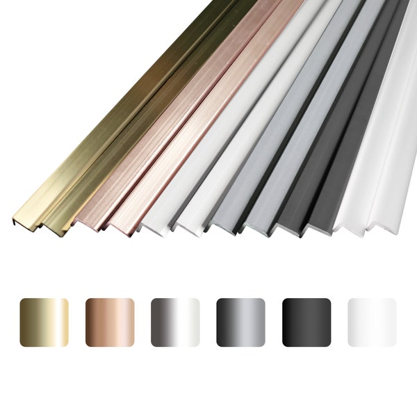 Aluminium peel and stick backsplash trims, 12in. and 36 in. Black, Grey, Silver, Gold, Rose Gold, White, 10 pack