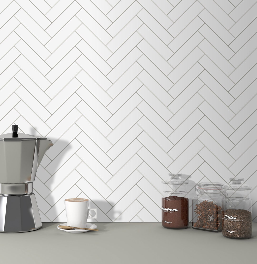 thumbnail image 2 of AllDecoo Peel And Stick Kitchen Backsplash - Herringbone Pattern White Tile, 10-Sheet Pack 2 of 12